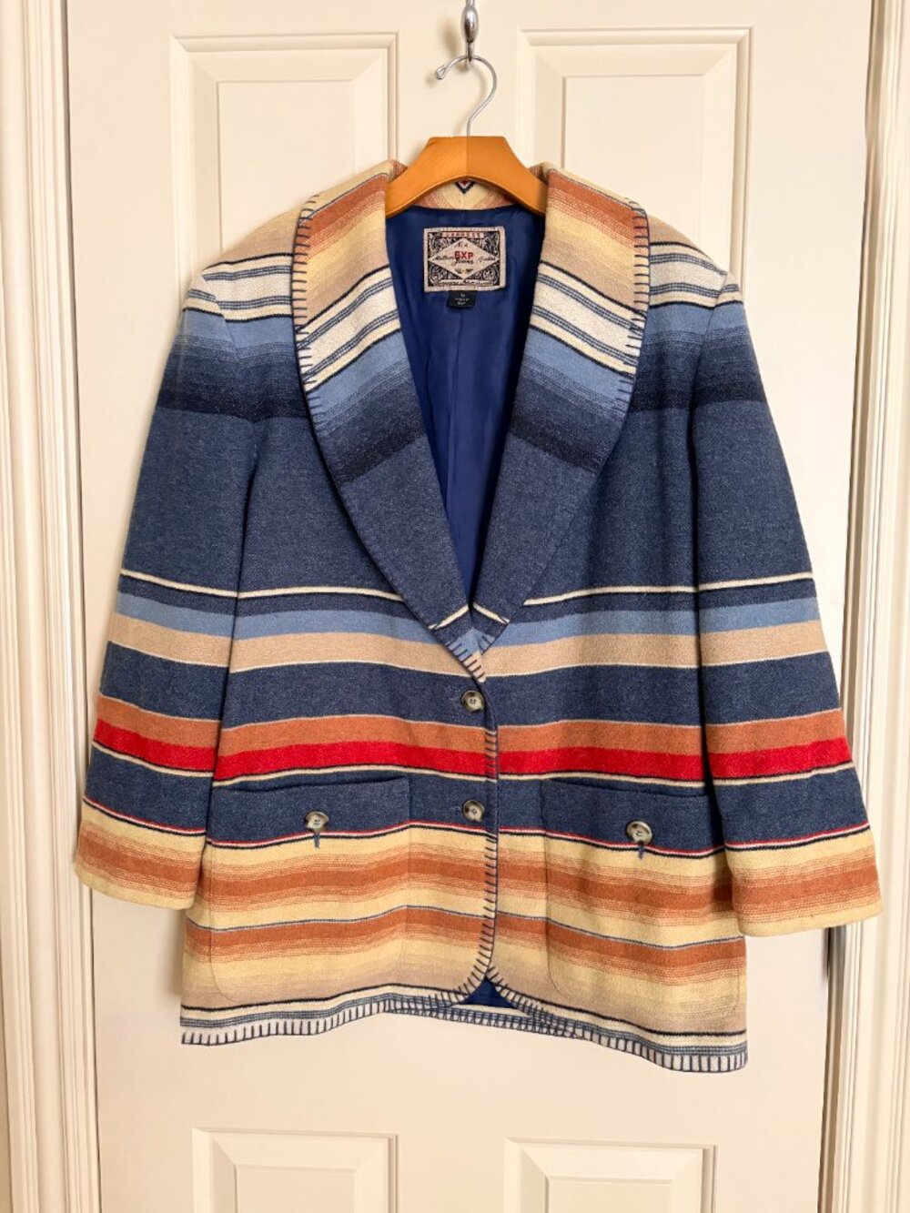 Vintage 90s Express Compagnie Internationale Southwestern Blanket Blazer M